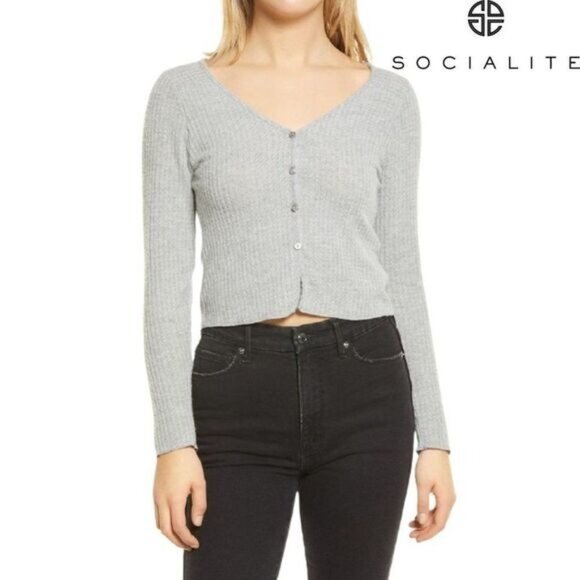 SOCIALITE  Women's Front Button‎ Skivvy Ribbed Cardigan NWT - Picture 1 of 8